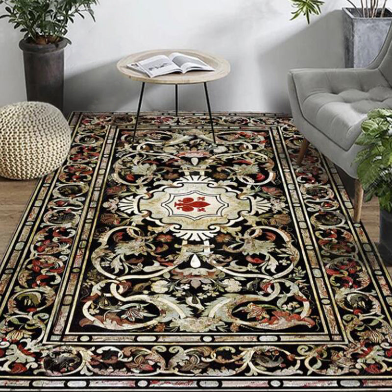 Persian Living Room Rug Multi Colored Geometric Carpet Polyester Pet Friendly Stain Resistant Anti-Slip Backing Rug with Braided Trim Gray-Blue Clearhalo 'Area Rug' 'Moroccan' 'Rugs' Rug' 2059251