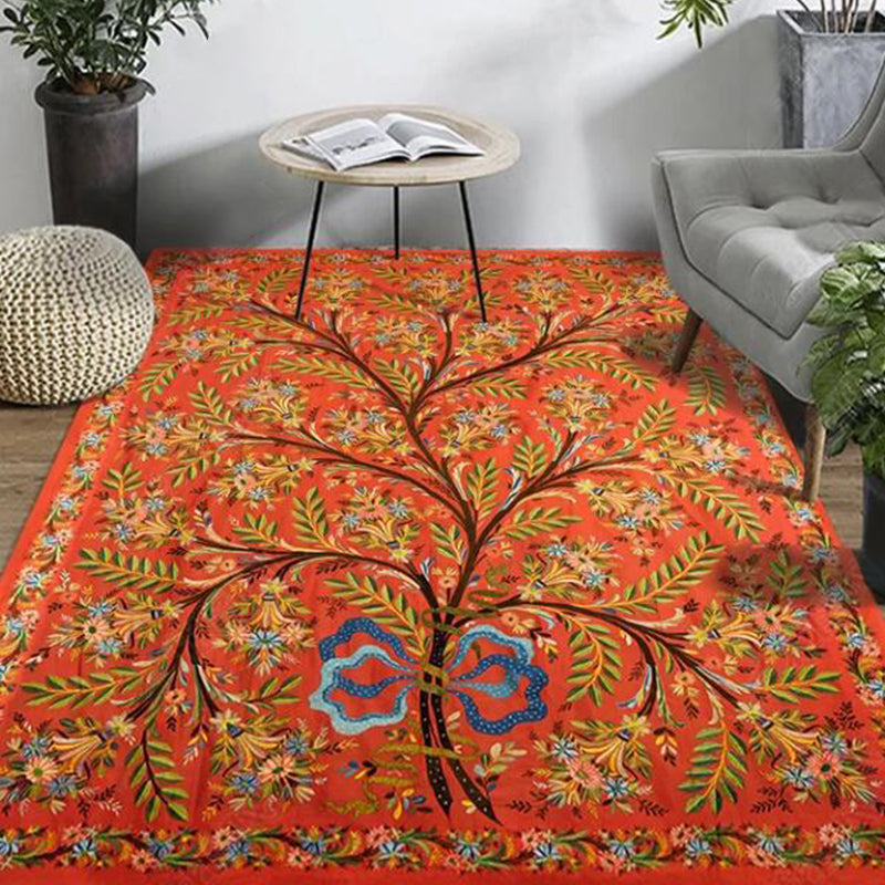 Persian Living Room Rug Multi Colored Geometric Carpet Polyester Pet Friendly Stain Resistant Anti-Slip Backing Rug with Braided Trim Dark Red Clearhalo 'Area Rug' 'Moroccan' 'Rugs' Rug' 2059226