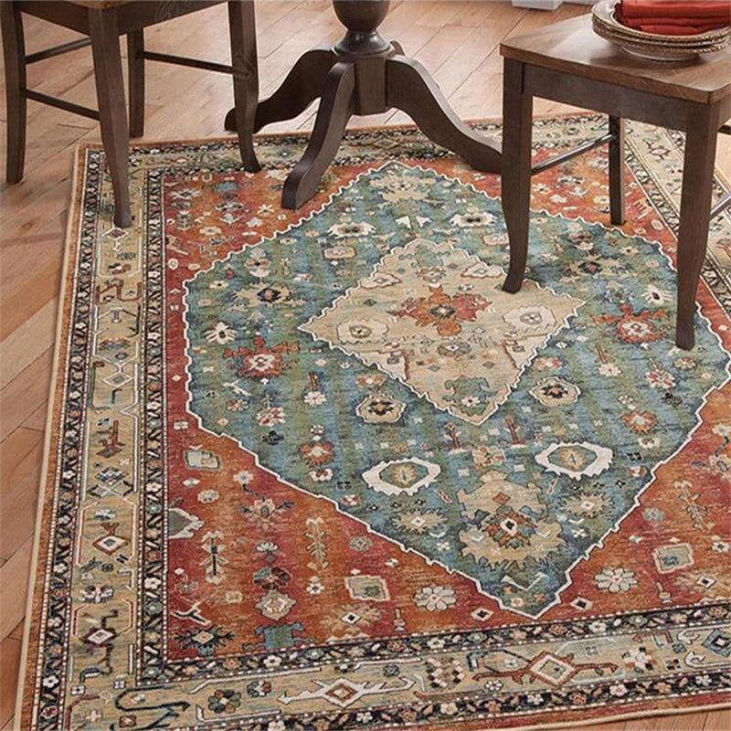 Persian Living Room Rug Multi Colored Geometric Carpet Polyester Pet Friendly Stain Resistant Anti-Slip Backing Rug with Braided Trim Golden Clearhalo 'Area Rug' 'Moroccan' 'Rugs' Rug' 2059241