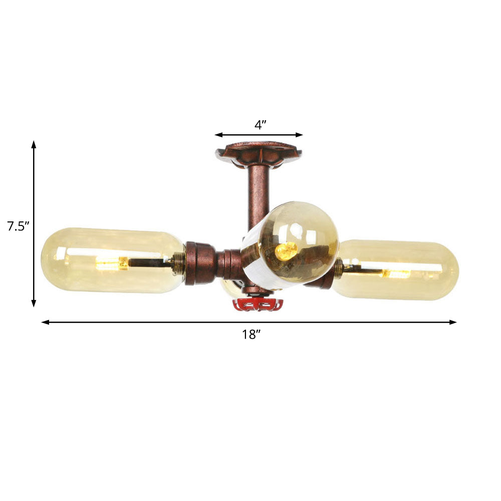 Taavita 4/6 Light Semi Flush Ceiling Fixture Rustic Style Amber Glass Sputnik Light