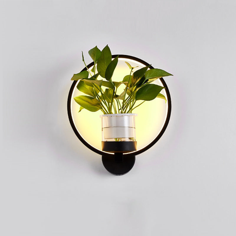 New Title: Taavita Geometric Ring Wall Sconce Light Living Room Planter Aluminum Minimalist Single LED Wall Mount Light