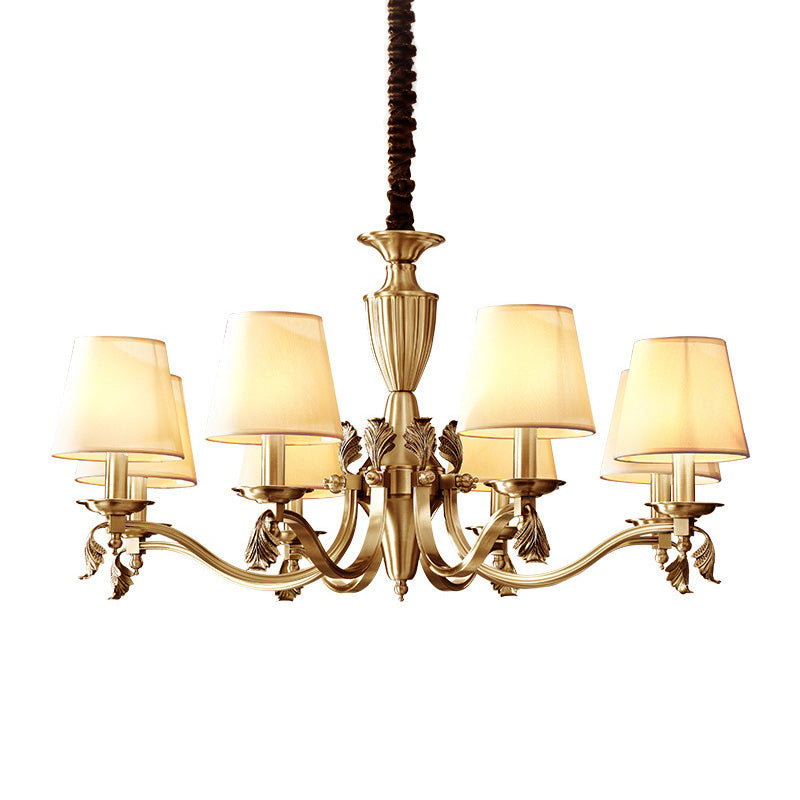 Taavita Candelabra Ceiling Lighting Modern Metallic Chandelier Light Fixture with Tapered Fabric Shade - 20 to 24 Inch 25 Inch & Above, 3 5 6 8 10 Lights, Beige Shade, 1 Tier