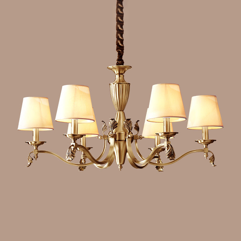 Taavita Candelabra Ceiling Lighting Modern Metallic Chandelier Light Fixture with Tapered Fabric Shade - 20 to 24 Inch 25 Inch & Above, 3 5 6 8 10 Lights, Beige Shade, 1 Tier