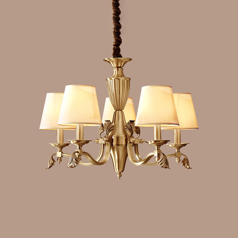 Taavita Candelabra Ceiling Lighting Modern Metallic Chandelier Light Fixture with Tapered Fabric Shade - 20 to 24 Inch 25 Inch & Above, 3 5 6 8 10 Lights, Beige Shade, 1 Tier