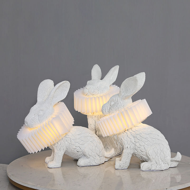 Rabbit Shaped Bedside Table Lamp Resin Single Modern LED Nightstand Lighting in White White Standing Clearhalo 'Lamps' 'Table Lamps' Lighting' 2063755