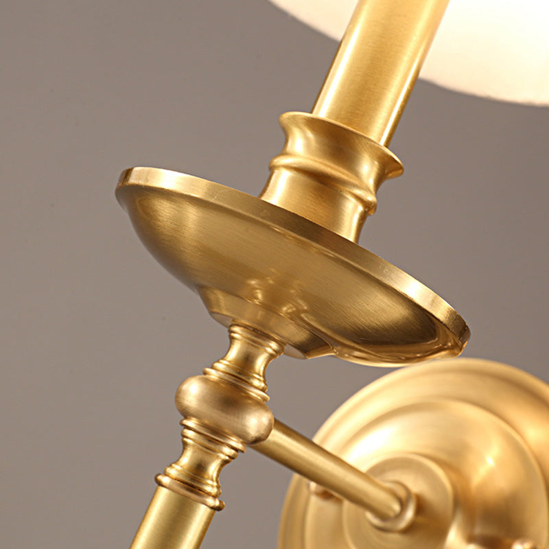 Vintage Taavita Wall Lighting Candlestick Living Room Single Gold Light with Empire Fabric Shade