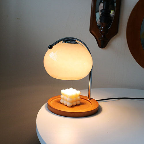 Taavita Vintage Glass Dome Solid Wood Base 1-Light Table Lamp with Melting Wax