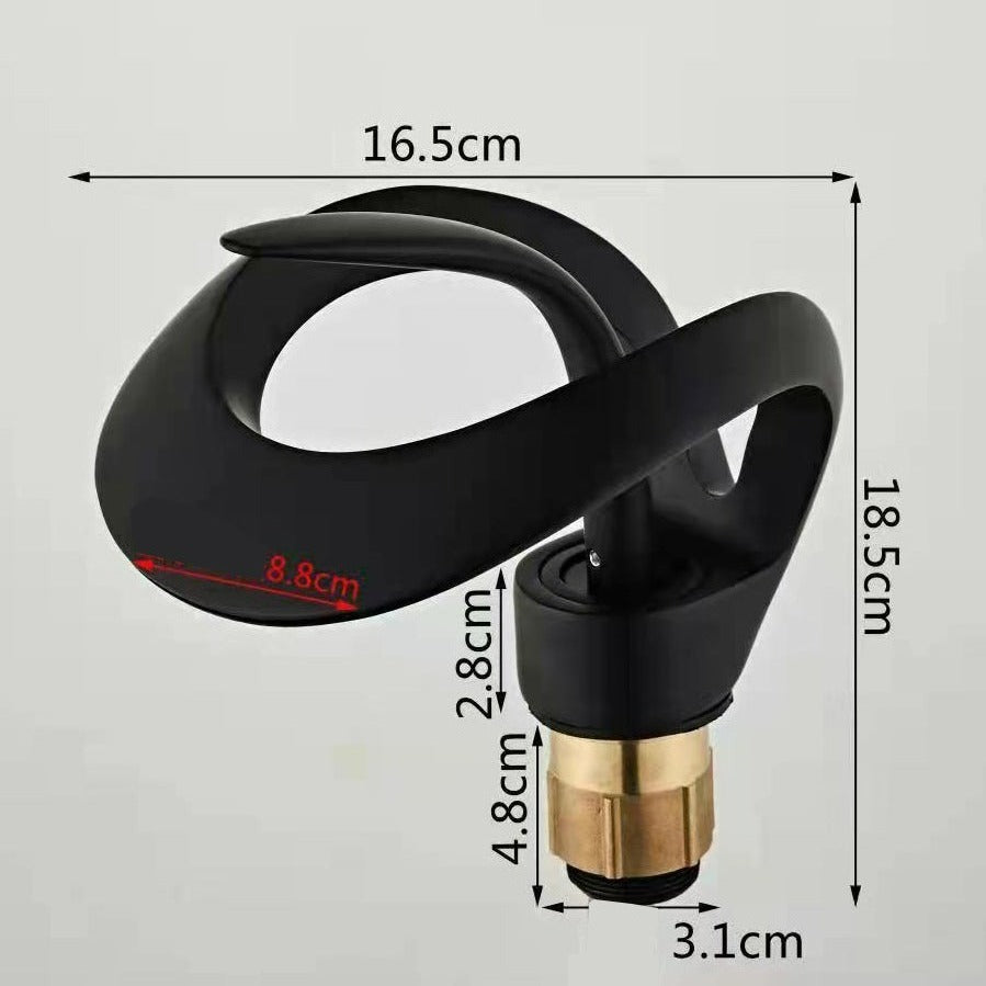 Bathroom Faucet | Waterfall Spout & Curved Loop Design | Solid Brass & Brushed Gold Finish | Easy Single-Handle Control