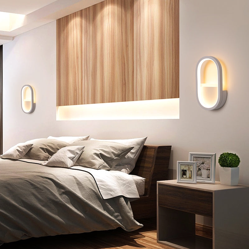 Oval Wall Light Fixture Contemporary Acrylic Black/White LED Wall Sconce in Warm/White Light Clearhalo 'Modern wall lights' 'Modern' 'Wall Lamps & Sconces' 'Wall Lights' Lighting' 210066