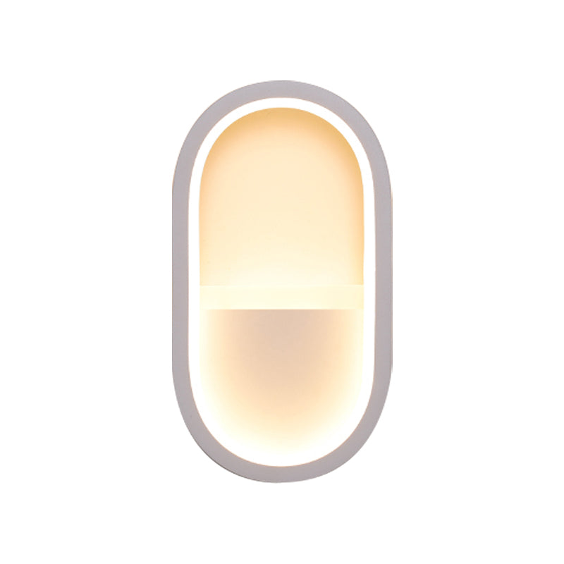 Contemporary Oval Wall Light Fixture - Black/White Acrylic LED Wall Sconce with Warm/White Light by Taavita