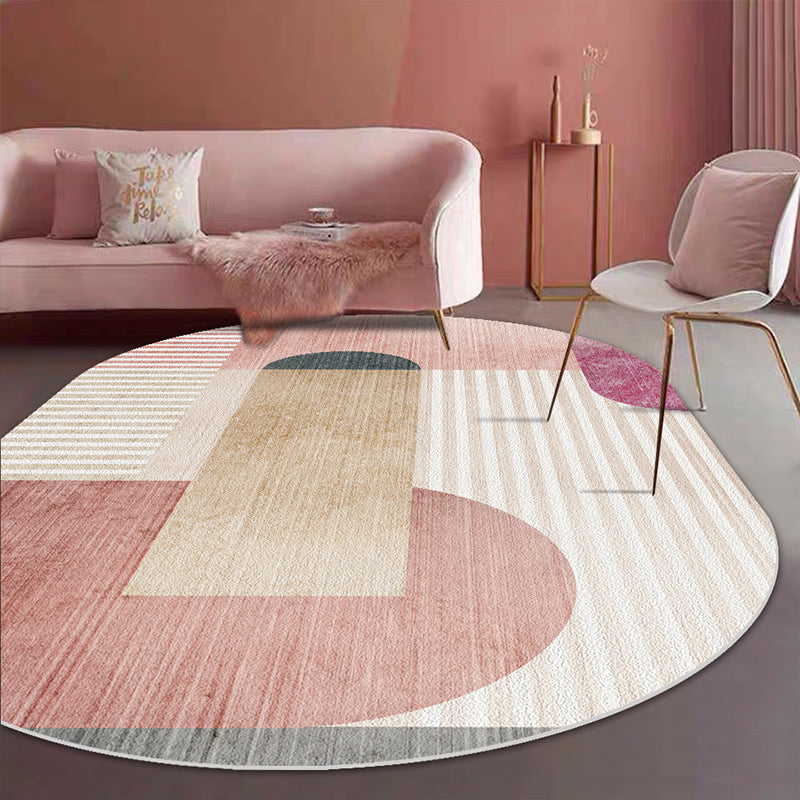 Trendy Multi-Color Nordic Rug Polyester Abstract Geometry Carpet Pet Friendly Non-Slip Backing Washable Rug for Bedroom Light Coffee Clearhalo 'Area Rug' 'Rug' 2106905