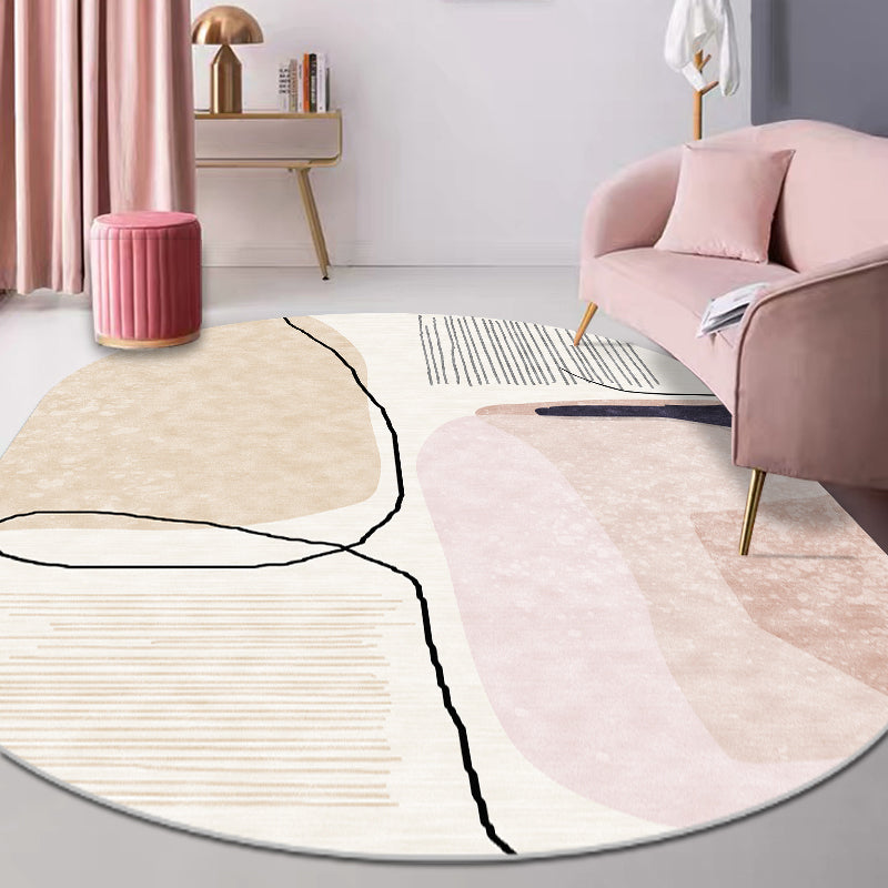 Trendy Multi-Color Nordic Rug Polyester Abstract Geometry Carpet Pet Friendly Non-Slip Backing Washable Rug for Bedroom Black Clearhalo 'Area Rug' 'Rug' 2106895