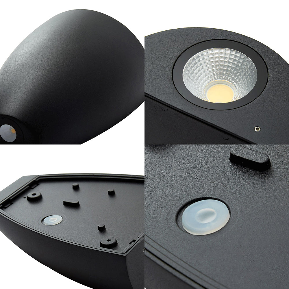 Bullet Shape Wall Mount Light Modern Metal LED Sconce in Black/Grey/White for Up and Down Lighting on Stairway