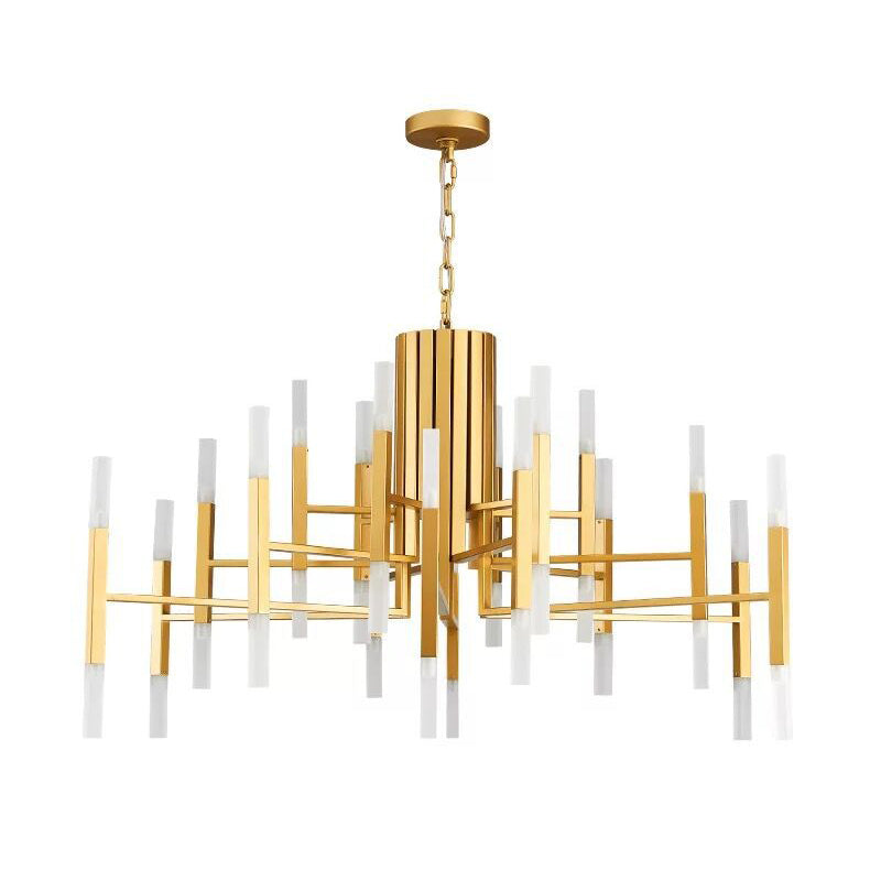 Taavita Postmodern Style 3-Tier LED Chandelier Pendant Light Metallic 36 Bulbs Living Room Hanging Light