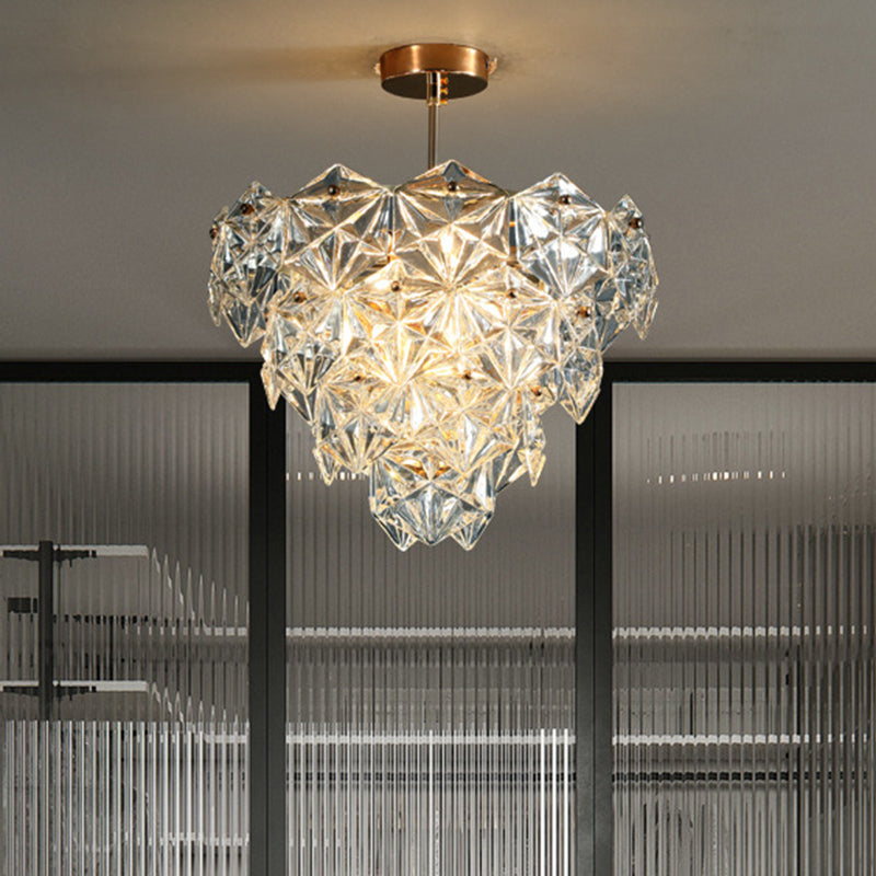 Cone Shaped Ceiling Lighting Taavita Gold Clear Crystal Living Room Chandelier Light Fixture