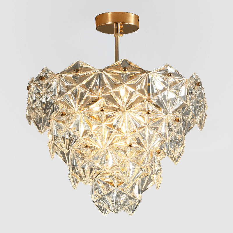 Cone Shaped Ceiling Lighting Taavita Gold Clear Crystal Living Room Chandelier Light Fixture