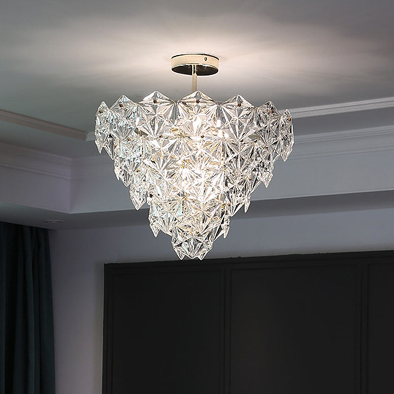 Cone Shaped Ceiling Lighting Postmodern Clear Crystal Living Room Chandelier Light Fixture in Gold Clearhalo 'Ceiling Lights' 'Chandeliers' 'Modern Chandeliers' 'Modern' Lighting' 2136456