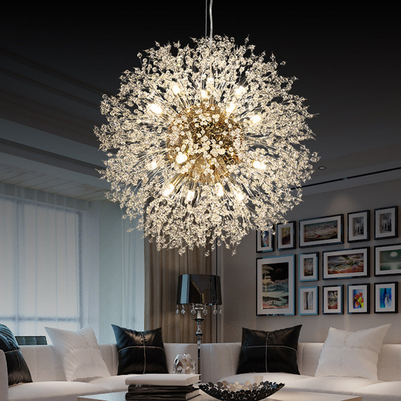 Crystal Orb Dandelion Ceiling Lighting Modern Chandelier Light Fixture for Living Room 8 Gold Round Clearhalo 'Ceiling Lights' 'Chandeliers' 'Modern Chandeliers' 'Modern' Lighting' 2136920