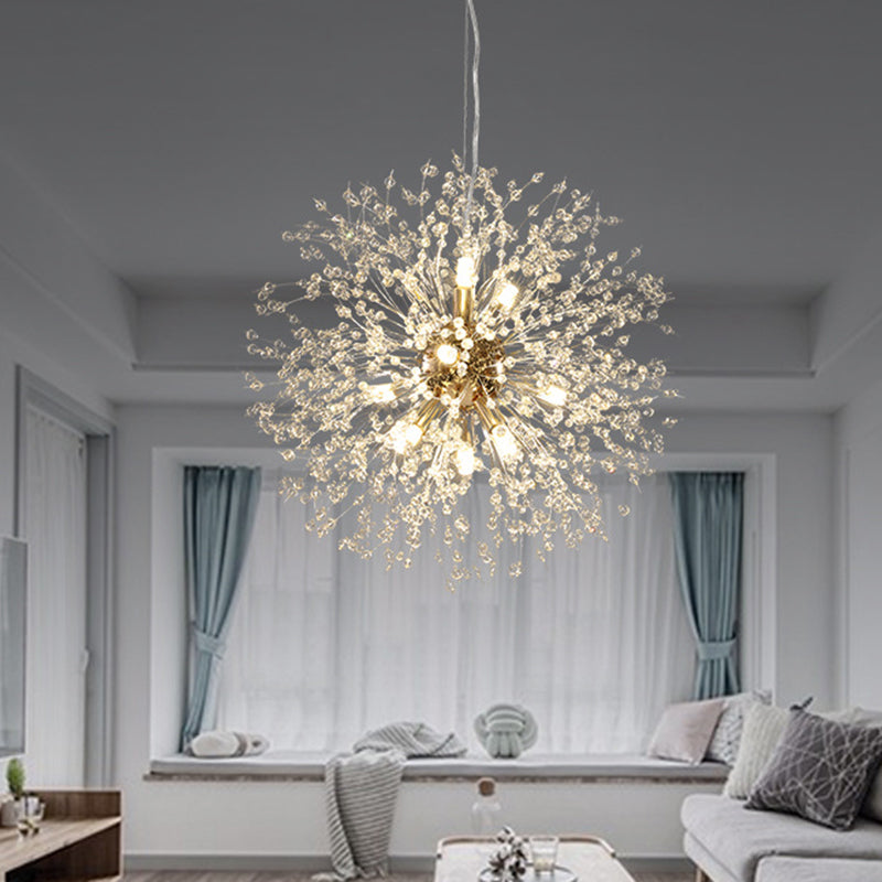 Taavita Modern Dandelion Blanket Chandelier for Living Room with 8-16 Lights, Gold, Crystal, LED, 110V-240V