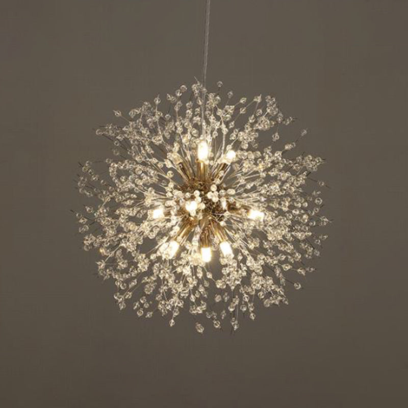Crystal Orb Dandelion Ceiling Lighting Modern Chandelier Light Fixture for Living Room 12 Gold Round Clearhalo 'Ceiling Lights' 'Chandeliers' 'Modern Chandeliers' 'Modern' Lighting' 2136915