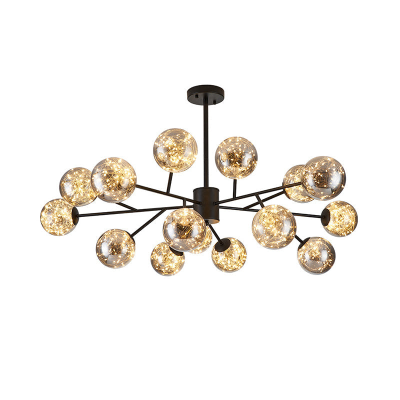 Clear Glass Sphere Ceiling Lighting Modern Style LED Chandelier Light Fixture for Living Room Gold B Clearhalo 'Ceiling Lights' 'Chandeliers' Lighting' options 2162583_35c8c0f2-b64a-4982-a4c2-3839712d3db3