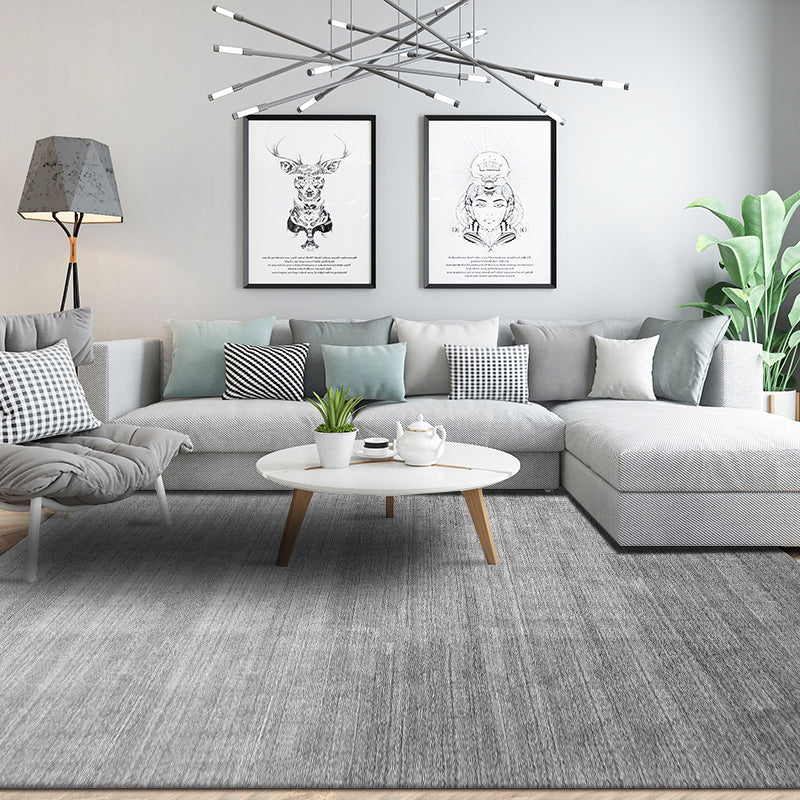 Minimal Multi-Color Plain Rug Polyester Steampunk Rug Washable Stain Resistant Anti-Slip Backing Carpet for Living Room Pewter Clearhalo 'Area Rug' 'Rug' 2171007