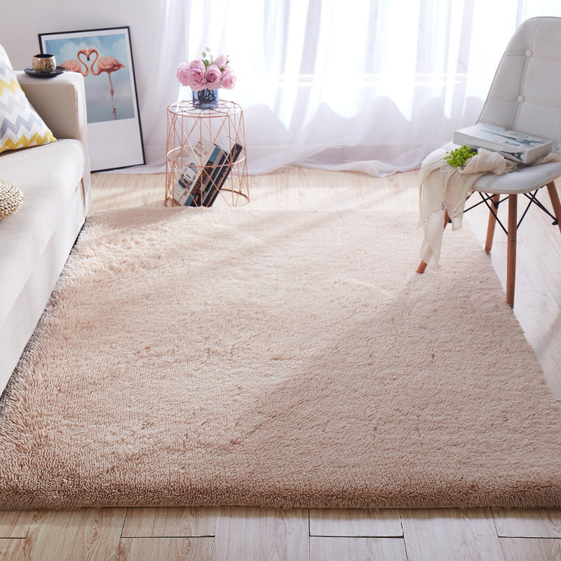 Multi-Color Home Area Rug Nordic Plain Rug Fluffy Machine Washable Stain Resistant Anti-Slip Backing Rug with Braided Trim Grey Clearhalo 'Area Rug' 'Casual' 'Rugs' Rug' 2172225