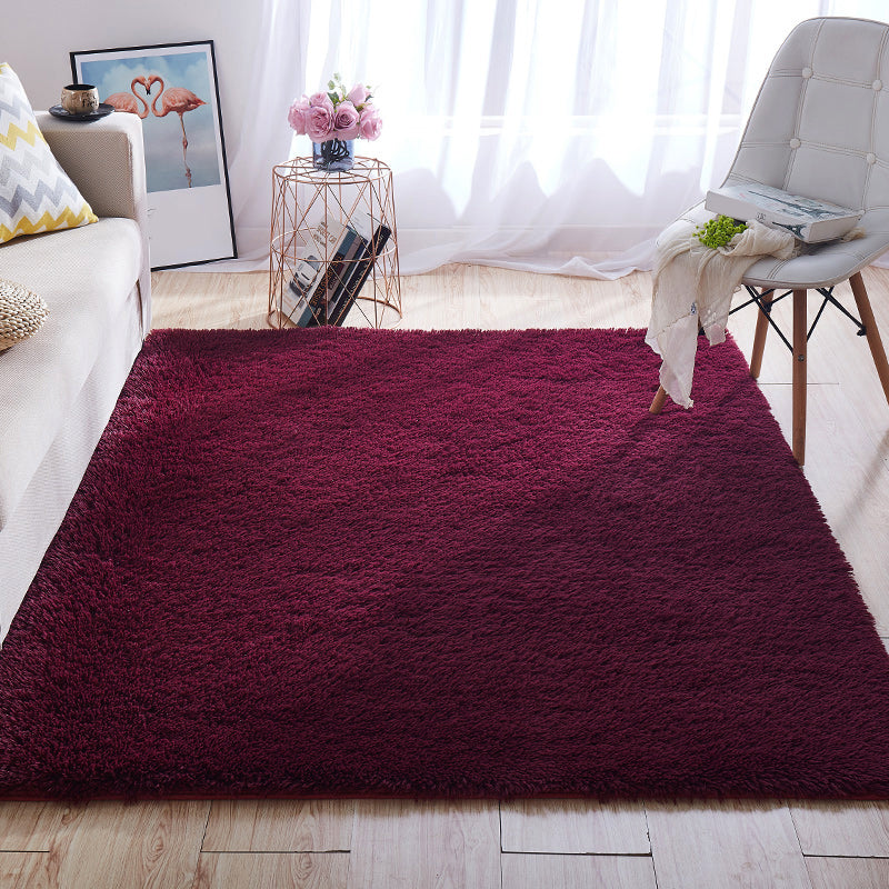 Multi-Color Home Area Rug Nordic Plain Rug Fluffy Machine Washable Stain Resistant Anti-Slip Backing Rug with Braided Trim Green Clearhalo 'Area Rug' 'Casual' 'Rugs' Rug' 2172226