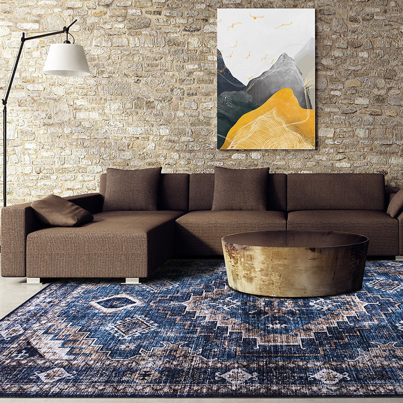 Moroccan Style Taavita Carpet Multicolored Polyester Carpet Non-Slip Pet-Friendly Machine Washable for Living Room