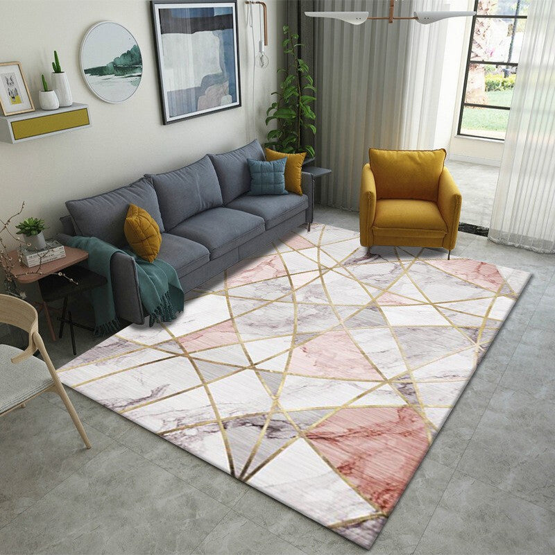Multi Color Nordic Indoor Rug Synthetics Colorblock Abstract Geometric Carpet Non-Slip Washable Pet Friendly Rug for Home Clearhalo 'Area Rug' 'Modern' 'Rugs' Rug' 2199511