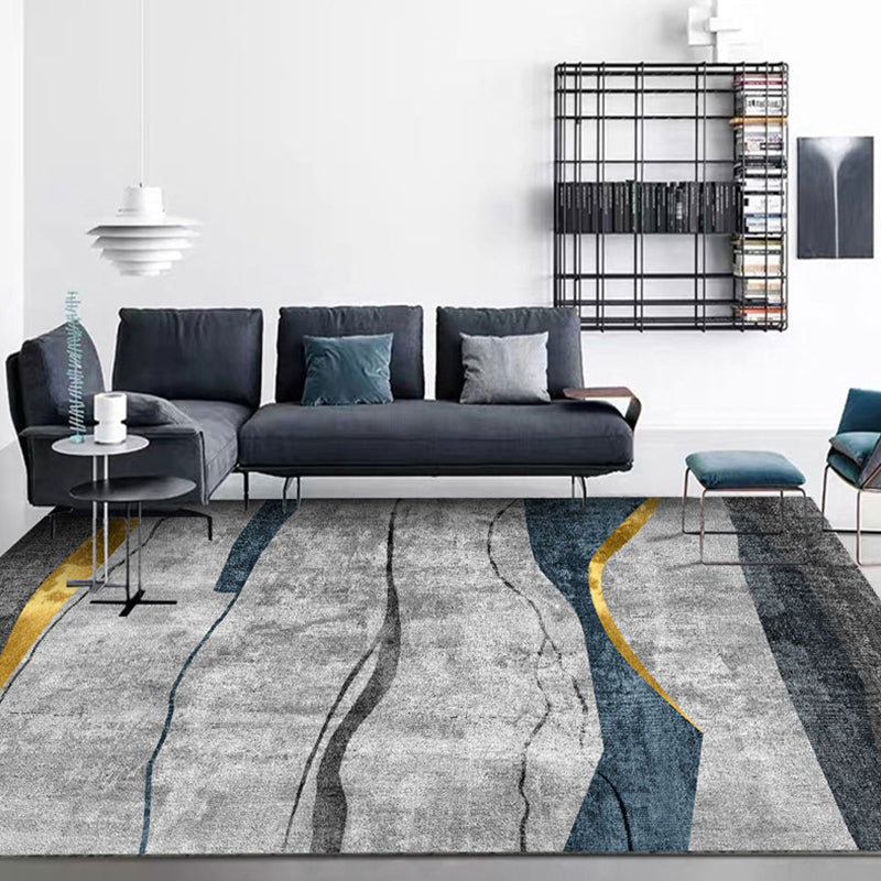 Simple Geometric Print Rug Multi-Colored Modern Area Carpet Polyester Non-Slip Backing Stain Resistant Washable Pet Friendly Rug for Home by Taavita