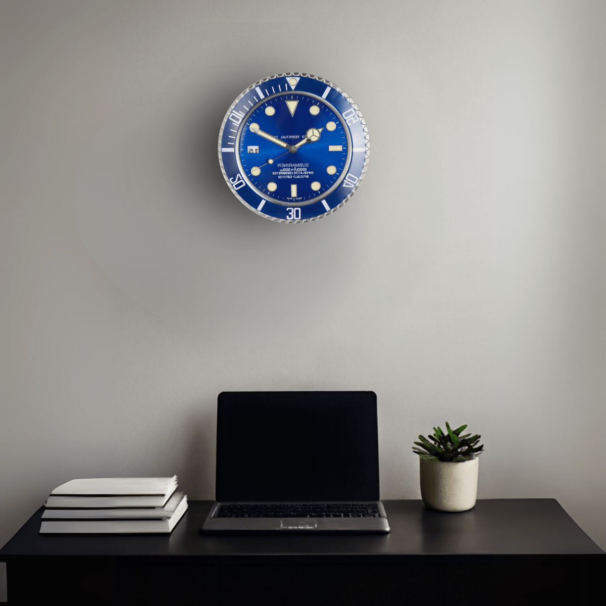 RadiantTime Stainless Steel Wall Clock with Glow-in-the-Dark Hands