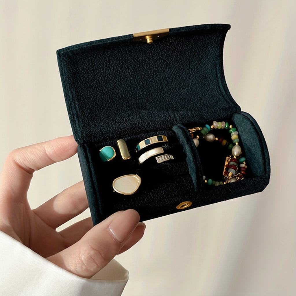Charming Travel Jewelry Case with Secure Snap Closure