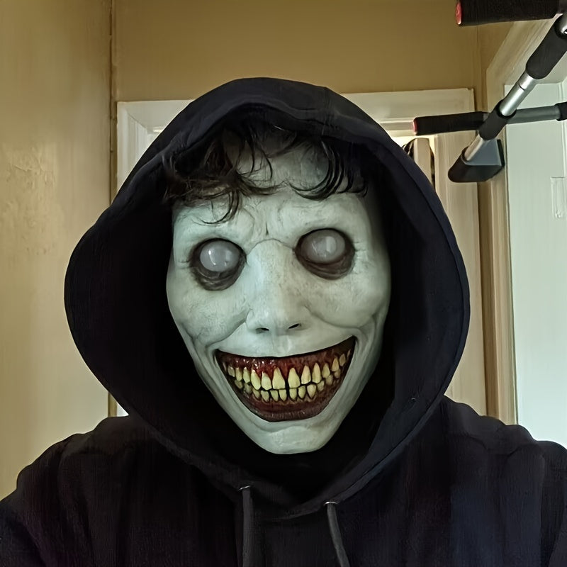 White Demon Halloween Mask Durable PVC Spooky Monster Costume Accessory