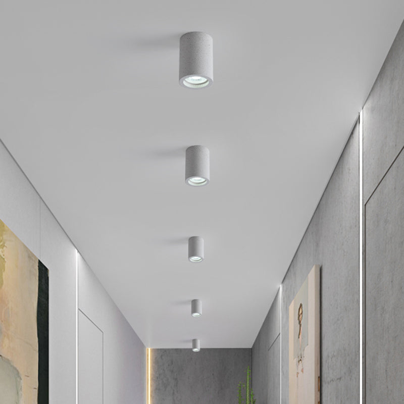 Minimalist LED Cylinder Corridor Flush Ceiling Light - Cement - Flush Mount - Lighting