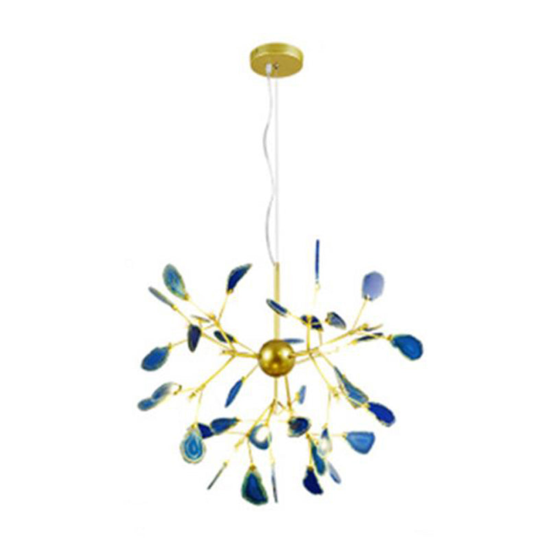 Sputnik Firefly LED Ceiling Lighting Artistic Agate Living Room Chandelier Light in Gold 16 Gold Clearhalo 'Ceiling Lights' 'Chandeliers' 'Modern Chandeliers' 'Modern' Lighting' 2205914