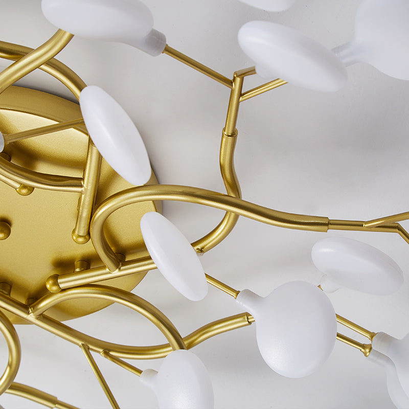 Taavita Branch Metallic Post-Modern LED Semi Flush Living Room Light Chandelier with Firefly Shade