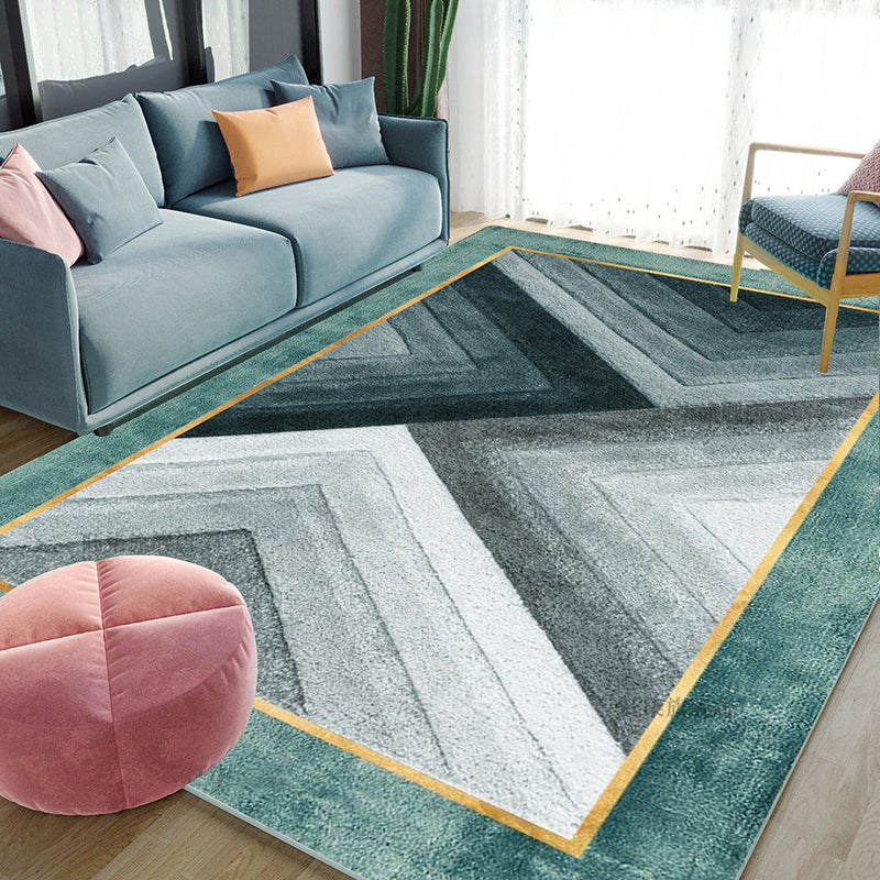 Unique Living Room Rug Multi-Colored Geometric Print Carpet Cotton Blend Anti-Slip Backing Indoor Rug Blackish Green Clearhalo 'Area Rug' 'Rug' 2209095