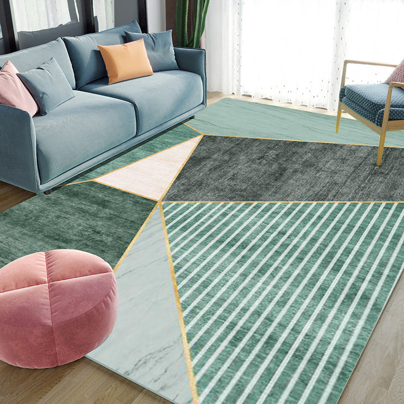 Unique Living Room Rug Multi-Colored Geometric Print Carpet Cotton Blend Anti-Slip Backing Indoor Rug Gray-Green Clearhalo 'Area Rug' 'Rug' 2209094