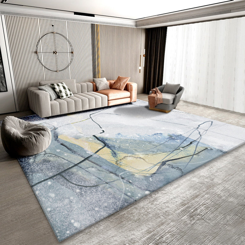 Classic Abstract Rug Multi Color Steampunk Area Carpet Cotton Blend Anti-Slip Backing Easy Care Rug for Living Room Light Gray-Black Clearhalo 'Area Rug' 'Rug' 2215337
