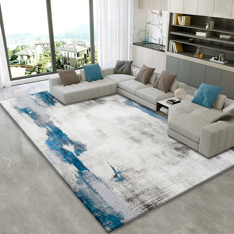 Abstract Multi-Color Steampunk Area Rug Cotton Blend Non-Slip Backing Easy Care Light Rug for Living Room