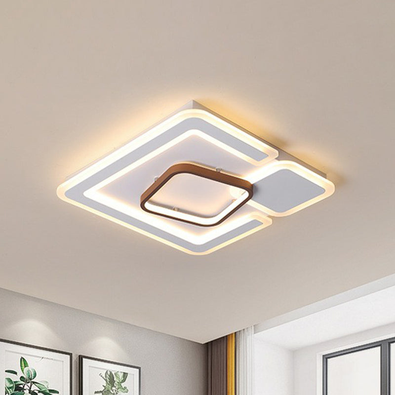 Nordic Geometrical LED Flush Mount Acrylic Living Room Flushmount Ceiling Light in Coffee Clearhalo 'Ceiling Lights' 'Close To Ceiling Lights' 'Close to ceiling' 'Flush mount' Lighting' 2217838