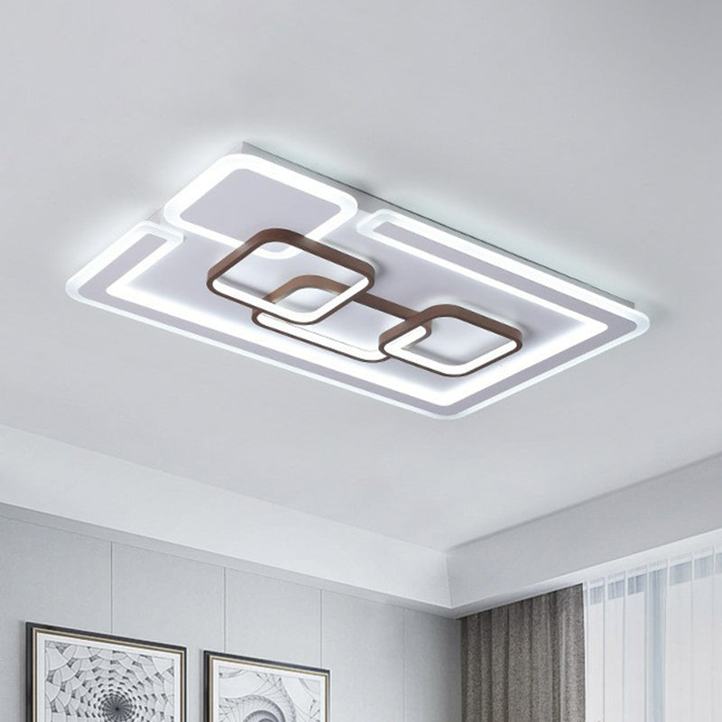 Taavita Geometrical LED Flush Mount Ceiling Light in Coffee - Acrylic Living Room Flushmount