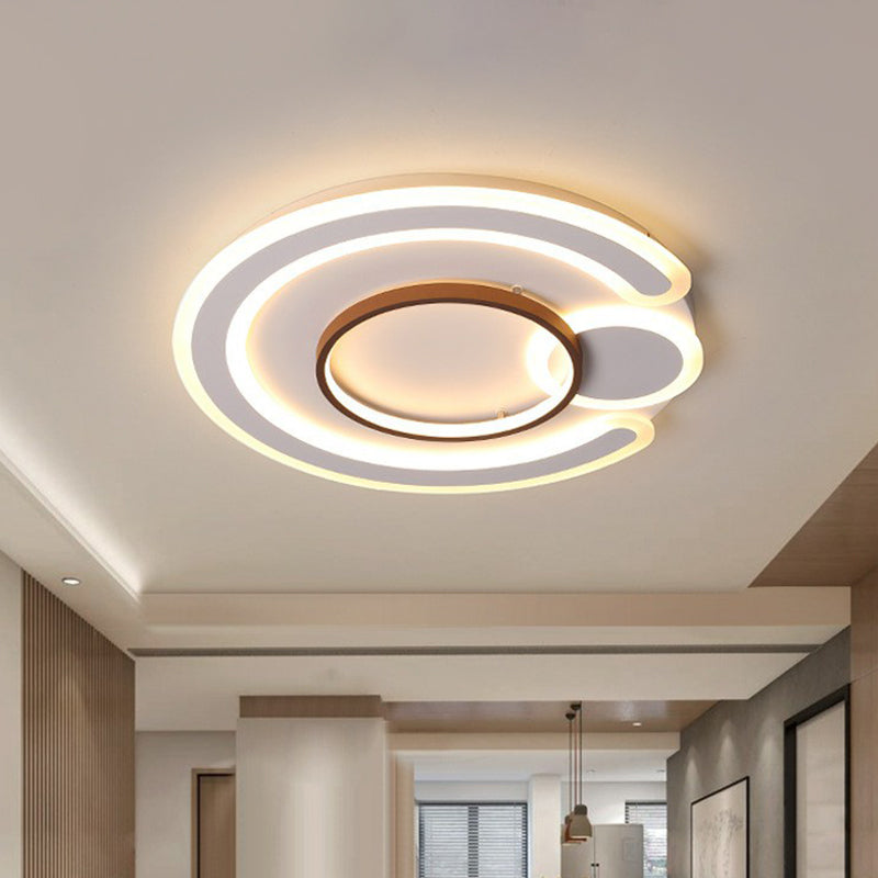 Nordic Geometrical LED Flush Mount Acrylic Living Room Flushmount Ceiling Light in Coffee Coffee White Clearhalo 'Ceiling Lights' 'Close To Ceiling Lights' 'Close to ceiling' 'Flush mount' Lighting' 2217835