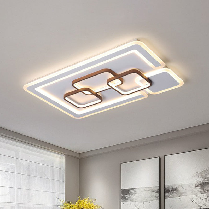 Taavita Geometrical LED Flush Mount Ceiling Light in Coffee - Acrylic Living Room Flushmount