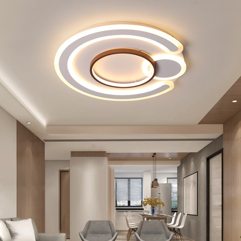 Taavita Geometrical LED Flush Mount Ceiling Light in Coffee - Acrylic Living Room Flushmount