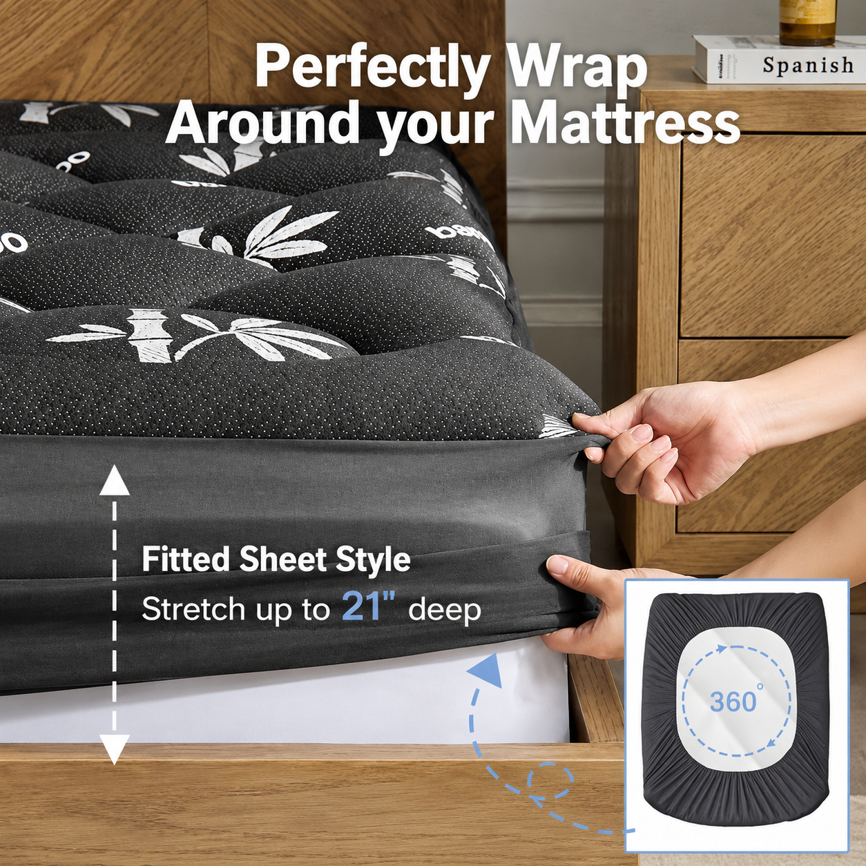 Viscose Bamboo Mattress Topper with Pillow Top | Deep Pocket Comfort