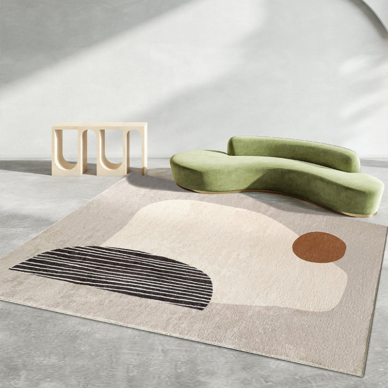 Taavita Modern Abstract Printed Bedroom Rug - Polyester Non-Slip Backing Washable Indoor Area Carpet
