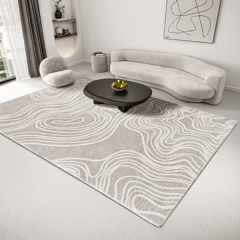 Gray Bedroom Rug Modern Abstract Printed Area Carpet Polyster Non-Slip Backing Washable Indoor Rug Grey Design 4 Clearhalo 'Area Rug' 'Rug' 2225323