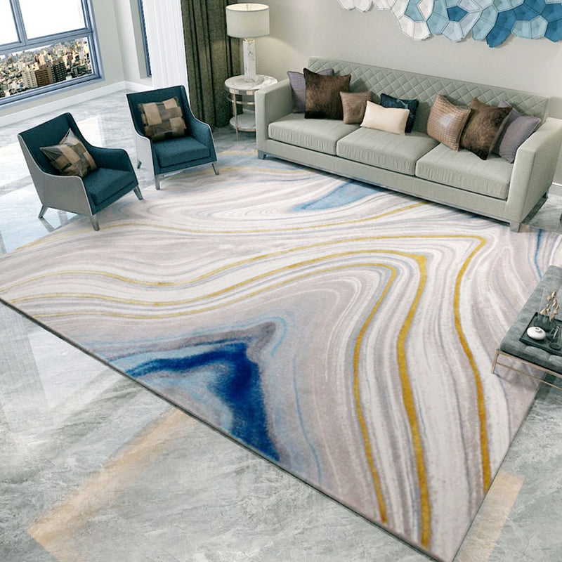 Minimalist Living Room Rug Multi-Color Oriental Pattern Area Carpet Synthetics Pet Friendly Easy Care Rug Blue-Yellow Clearhalo 'Area Rug' 'Modern' 'Rugs' Rug' 2227059